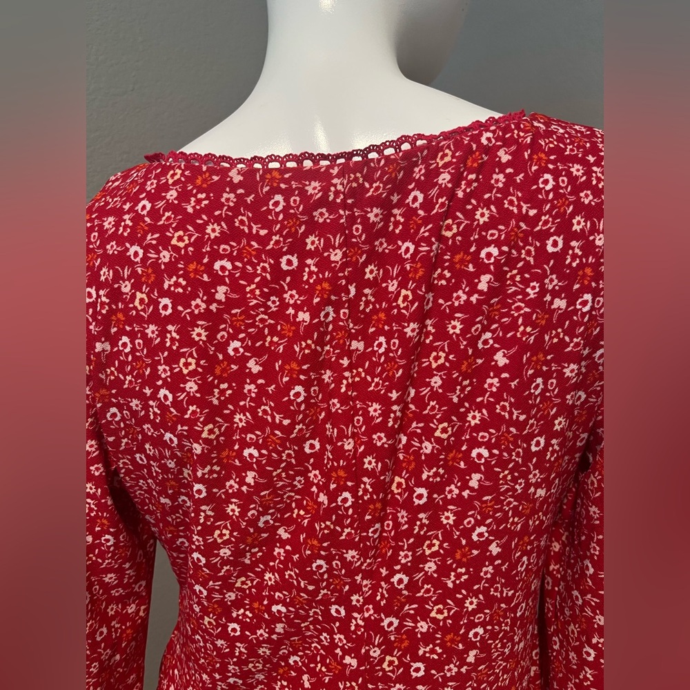 City Studio Jr. Women’s Red Floral Lace Trim Ruffle Skirt LS Mini Dress Size L - Picture 5 of 12